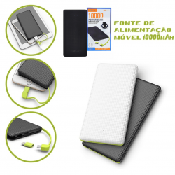 Carregador Portátil 10.000MAh Cabo Micro USB e com  adaptador lightning - Power Bank