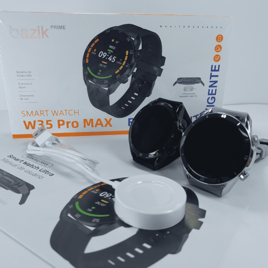 Relógio inteligente smartwatch redondo W35 PRO MAX IP67 Nfc