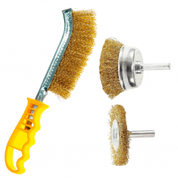 KIT de Escovas De Aço Manual e para furadeira Limpa Grelhas Tira Ferrugem - top5227