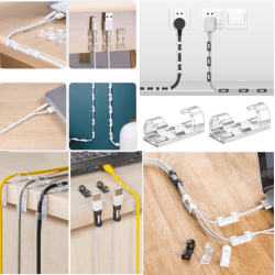 Kit 20 Clips Organizador Fixador Adesivo De Cabo Fios Parede Organizadores Passa Fio Sem Furos