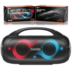Caixa de Som Bluetooth Portátil Basike Ba RAD 018 - 60W, RGB, TWS, EQ, Bass Boost, IPX5