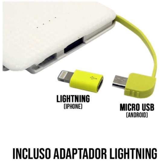 Carregador Portátil 10.000MAh Cabo Micro USB e com  adaptador lightning - Power Bank