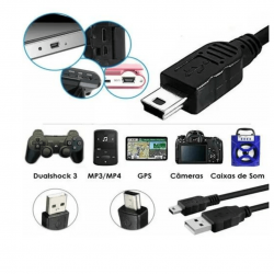Cabo V3 Carregador Usb PS3 GPS Câmera Digital Radio Som 1M