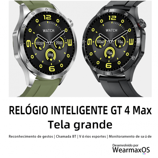 Smartwatch Bazik Prime GT4 Max – 46mm, Tela AMOLED, Bluetooth, GPS, NFC