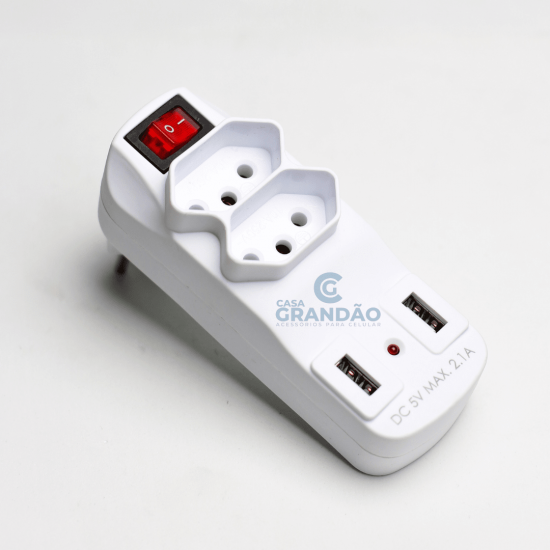 Adaptador Tomada Mais Usb Padrao Duplo 2 Portas SL6017