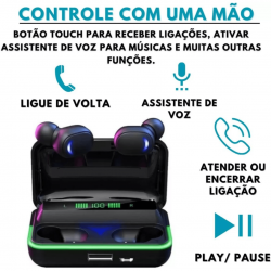 FONE DE OUVIDO BLUETOOTH COM VISOR INDICADOR  DE BATERIA, WIRELESS E REDUÇÃO DE RUÍDO - INOVA