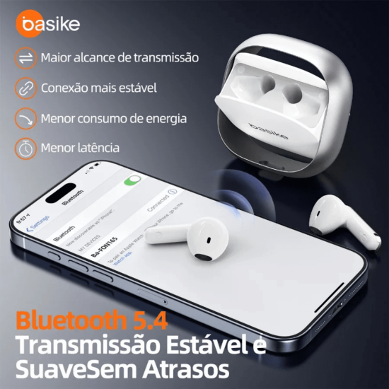Fone de Ouvido Auricular Ba FON 165 - Bluetooth 5.4, Flip Case