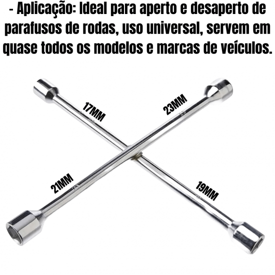 Chave De Roda Cruz 4 Bocas 14 Pol 17x19x21x23mm