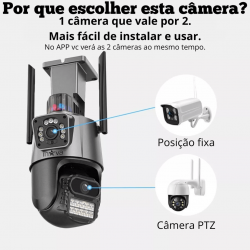 Câmera Externa Sirene Alarme Lente Dupla Visão Noturna Audio Smart Wi-Fi 360º - Inova