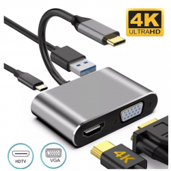 Adaptador 4-in-1 Hub Tipo C Para Hdmi Vga Usb 3.0