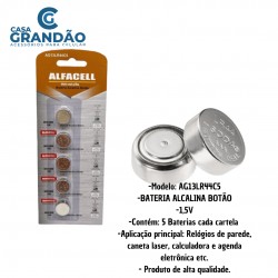 Bateria Pilha ALFACELL LR44 Ag13 - Cartela 05 unidades - Original AG13LR44C5