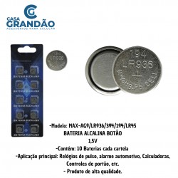 Baterias Alcalina MAXMIDIA Ag9 / Lr936 1.5v Cartela Com 10 Unidades MAX-AG9