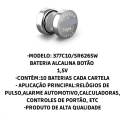 Baterias pilhas  377 sr626sw botão para relógio 10 und 377c10