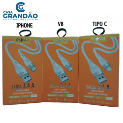 Cabo Carregador Turbo Rápido V8/Micro Usb, Tipo C, IPHONE  Cabo de Dados 1 Metro INOVA