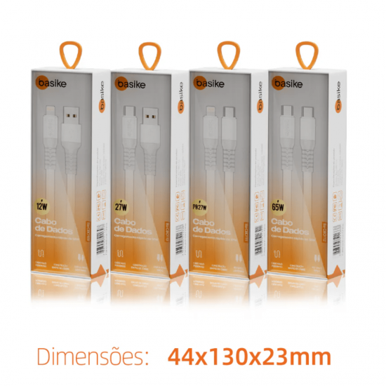 Cabo Carregador USB para Lightning Basike Ba CB0109 - 12W, 1 Metro, Alta Resistência