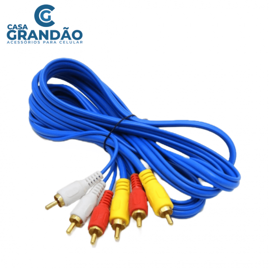 Cabo Rca AV 3 RCA X 3 RCA Macho Pontas Áudio Vídeo 1,5 e 3,0 metros