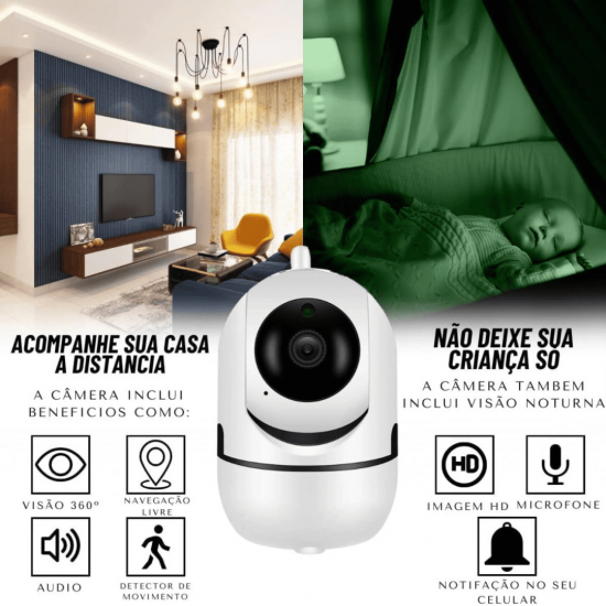Câmera de Segurança IP Babá Eletrônica Wi-Fi Visão Noturna com Microfone Inova