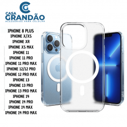 Capa Magnética Transparente Para Carregador de Indução iPhone 8PLUS XR 11 11PRO 11PROMAX 12/12PRO 12PROMAX 13 13PRO...