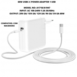 Fonte Carregador 60W(1USB), 30W+30W(2 USB)  L para MacBook Pro E DIPOSITIVOS COMPATÍVEIS