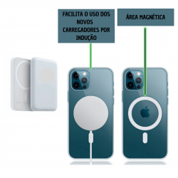 Capa Magnética Transparente Para Carregador de Indução iPhone 8PLUS XR 11 11PRO 11PROMAX 12/12PRO 12PROMAX 13 13PRO...