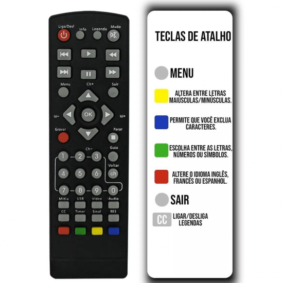 Controle Remoto Para Conversor compatível Keo K900 Intelbras