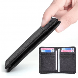 Carteira Masculina Ultra Fina Slim Pequena Porta Cartão Couro Sintético