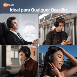 Fone de Ouvido Bluetooth Sem Fio, ANC, Headphone Com Microfone - basike