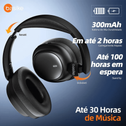 Fone de Ouvido Headphone Ba FON 144 - Bluetooth, Hi-Fi, Redução de Ruído