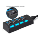 Hub usb 2.0 4 portas régua usb extensão usb pen drive teclado 480mbps au-015