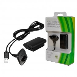 Kit 1 Bateria Para Controle Xbox 360 Cabo Carregador Video Game Jogos Joystick AL-036