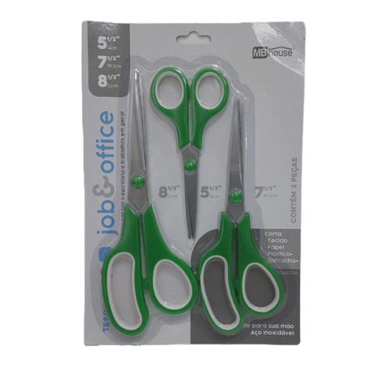 Kit 3 Tesouras Inox para uso domestico