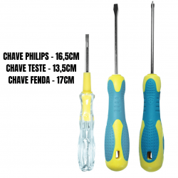 Kit de ferramentas 3 peças , 1 testador eletricidade chave fenda philips