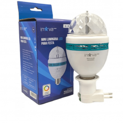 Lampada Giratória Rgb P/ Festas Bivolt + Adaptador Bivolt KV-100