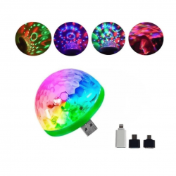 Mini Globo RGB Led Colorido Lampada USB  Celular Festa Dj Sound Som Musica Muda Cor com o Som Strobe INOVA PRIME