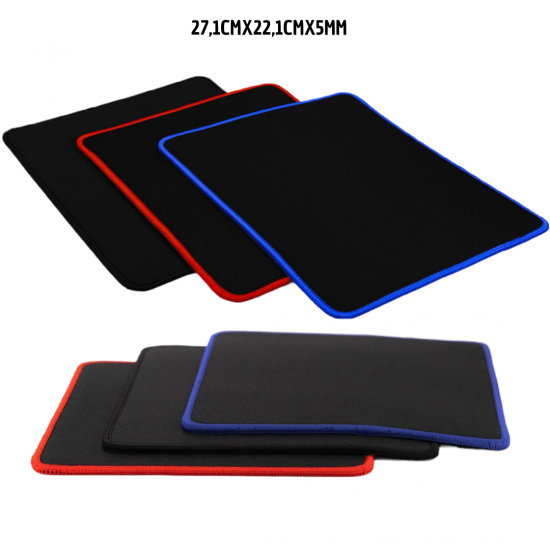 Mousepad Preto Liso Grande Profissional de Precisão 27,1 x 22,1X5MM com base Emborrachada
