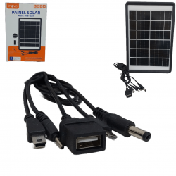 Painel Solar Sistema Para Carregador De Telefone Celular entre outros aparelhos  Saída 5 em 1 com cabo 3 metros